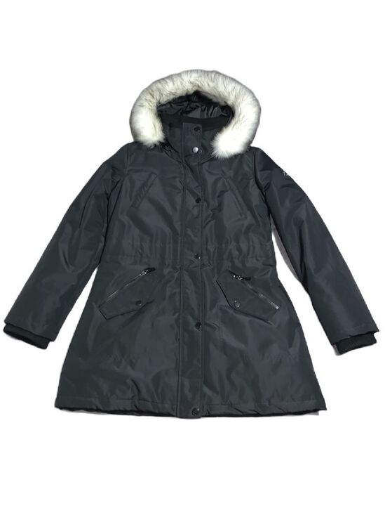 HFX Jackets & Blazers - HFX Parka Puffer Jacket L Faux Fur Brim Hood Insulated Black Warm Snow